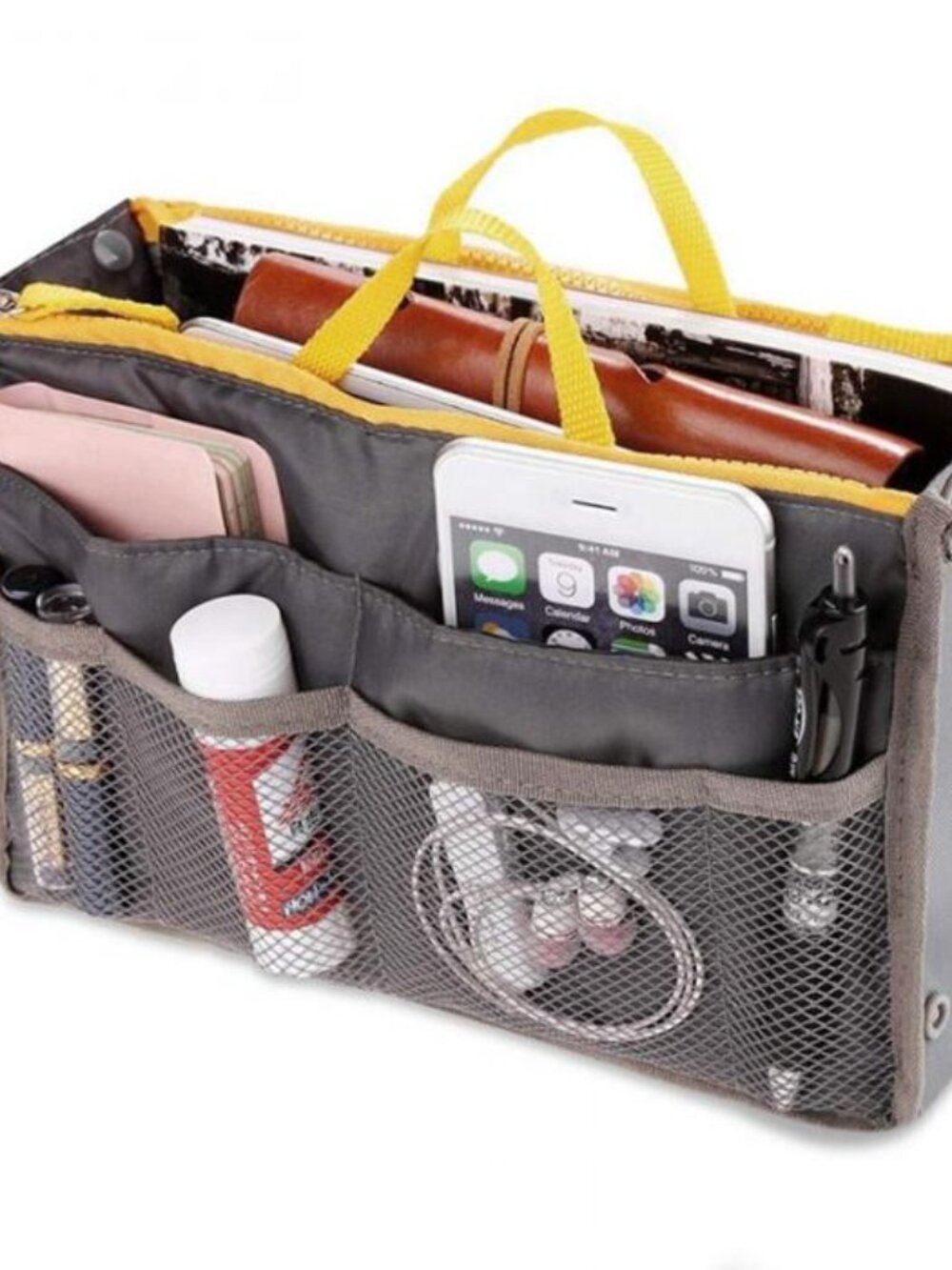 Handbag Organizer/ Purse Insert /Cosmetic Tote/ Drawers/ Gray - NWT